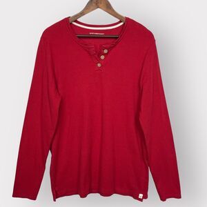 Burt's Bees‎ Baby Thermal Top Men Size XL Red Henley Long Sleeve Organic Cotton